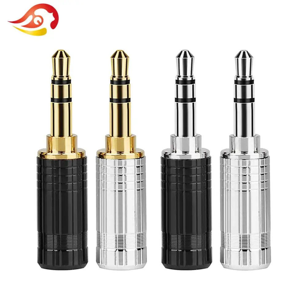 QYFANG 3.5mm Earphone Plug 3 Pole Stereo Audio Jack Gold/Rhodium Plated 6.0mm Wire Hole Adapter Headset Soldering Line Connector