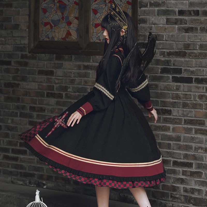 Gothic Đậm Cung Điện Ngọt Công Chúa Lolita Đầm Vintage Cao Cấp In Victoria Đầm Kawaii Cô Gái Gothic Lolita Cos Loli