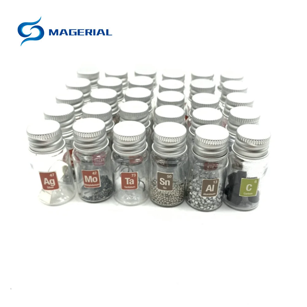 30 campioni di elementi flacone flacone metallo Non metallico terre Rare per collezioni fiale fiala combinazione Manganese Ni Au Te Fe V