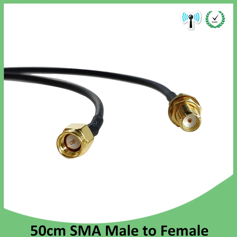 50cm SMA wtyk męski na żeński złącze Pigtail koncentryczny przedłużacz zworki IOT RG174 konfigurowalne złącze i długość