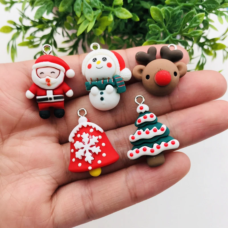 10pcs Resin Flatback Christmas Charm Cute Miniature Reindeer Pendant for Earring, Keychain, Jewelry, Scrapbooking, DIY, Necklace