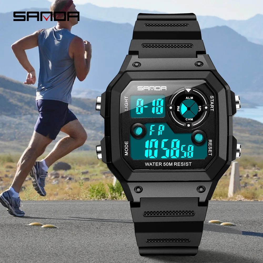 SANDA Brand Men Sports Watches Fashion Chronos Countdown Men\'s Waterproof LED Digital Watch Man Military Clock Relogio Masculino