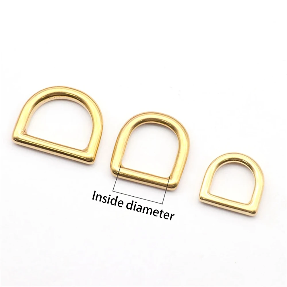 2pcs Heavy Duty Solid Brass Closed D Rings Buckles 13 16 20 25  32 38mm for Webbing Leather Crafts Bags Strap Belt Pet Collar