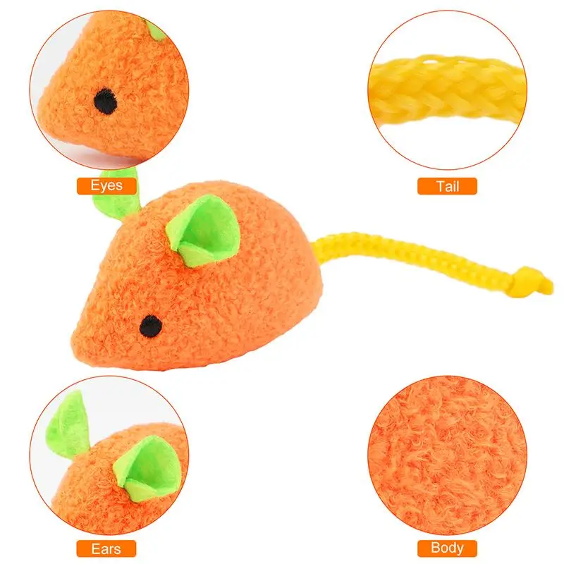 6PCS Cat Mouse Toy Realistic Kitten Chewing Toy Catnip Cat Interactive Kawaii Plush Pet Bite Toy Attractive Pet Supplies