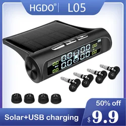 HGDO Car Safety Tire Pressure Alarm System Solar Power Digital Display Smart Car TPMS System Detector