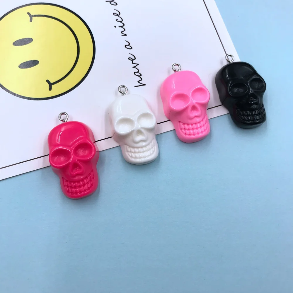 10pcs Resin Cute Skull Pendant Charms for Earring, Scrapbooking, DIY Making, Necklace, Embellishment