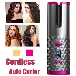 Bigodino per capelli rotante automatico senza fili ferro arricciacapelli ricaricabile USB Display a LED strumento per lo styling regolabile a temperatura Wave Styer