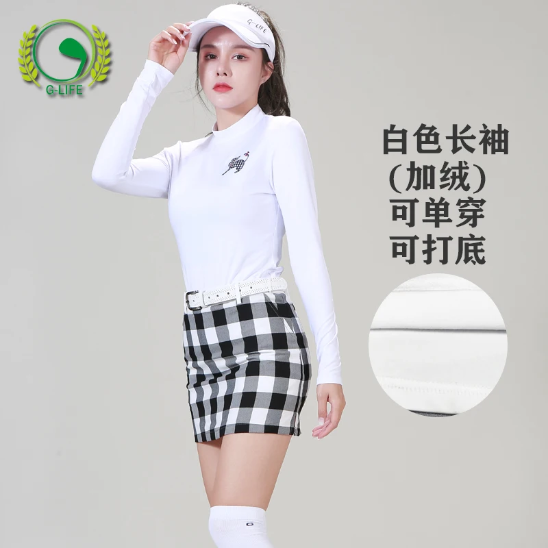 New Ladies Golf Apparel Autumn And Winter Long-sleeved Shirt Plus Velvet Bottoming Shirt Skirt Suit Women's Sports Jersey