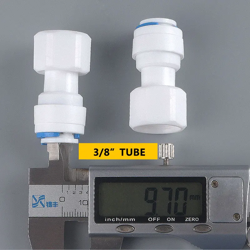 Tubo purificador de agua RO, rosca interna de 3/8 "a 3/8", diámetro de junta de 2566, tubo de plástico recto de 16MM, montaje de conector rápido