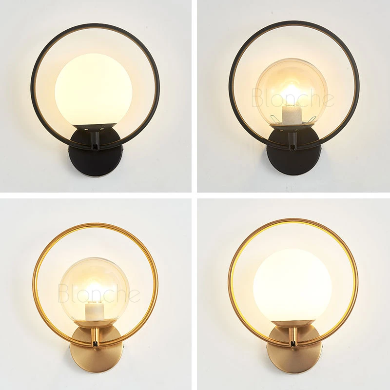 Modern Glass Wall Light Simple Wall Lamp Gold/black Sconces for Living Room Restaurant Corridor Home Decor Led Metal Loft Lights