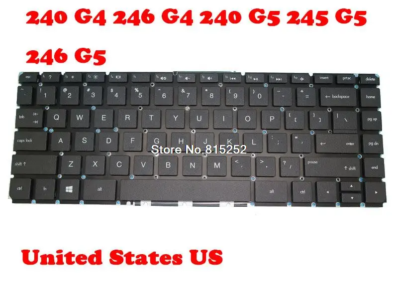 

Laptop Keyboard For HP 240 G4 246 G4 240 G5 245 G5 246 G5 Black Without Frame United States US