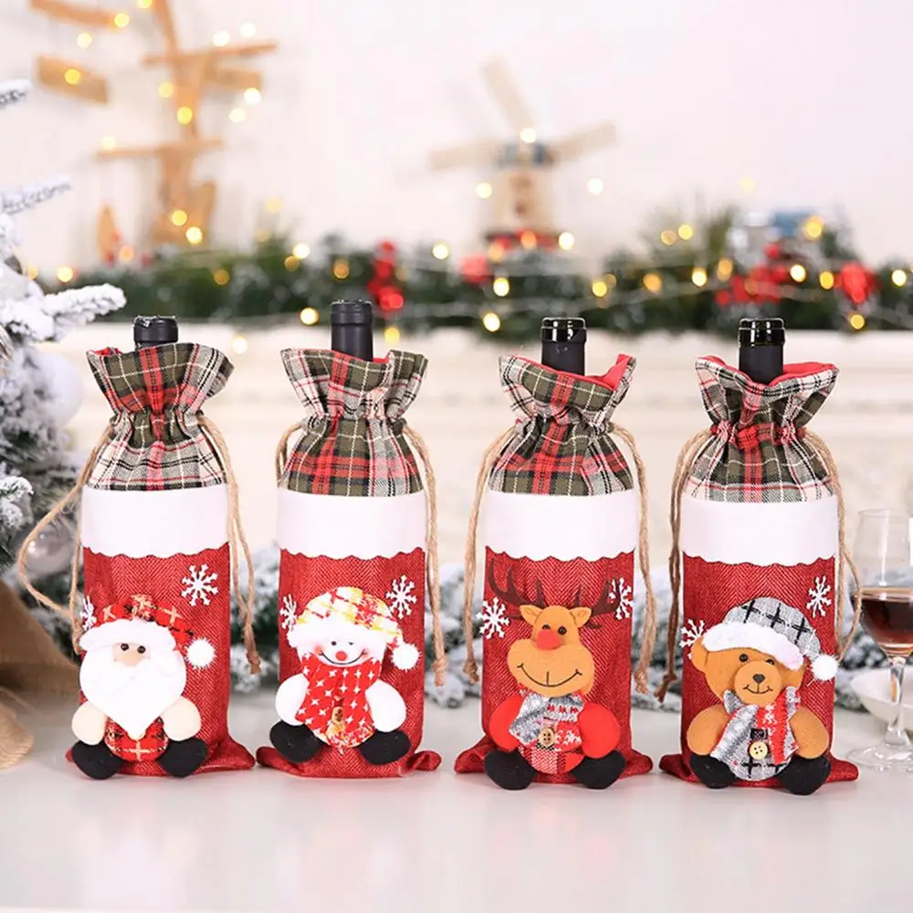 QIFU Christmas Wine Bottle Set Merry Christmas Decor for Home 2024 Navidad Noel Cristmas Ornaments Xmas Gifts New Year 2025