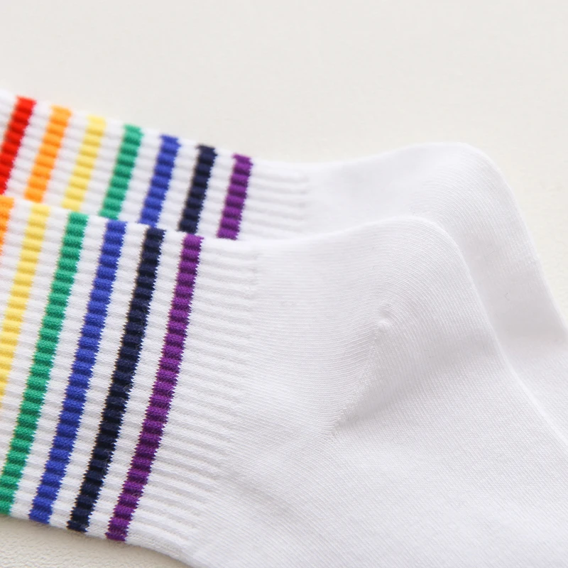 Instime Unisex Streifen Mid Männer Socken Harajuku Bunte Lustige Socken Männer 100 Baumwolle 1 Paar Kawaii Regenbogen Farbe Größe 35-42