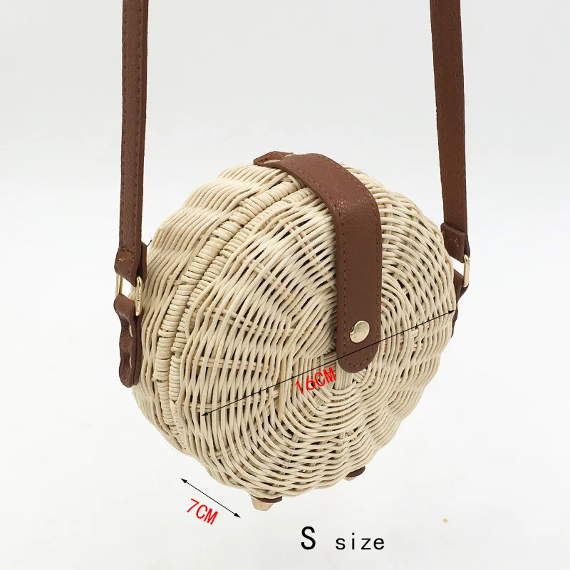 Handmade Round Straw Beach Bag Women Rattan Shoulder Crossbody Bags Bohemian Summer Rattan Weave Female Messenger Bag