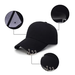 Metal Rings Baseball Caps Adjustable Snapback Hats Unisex Hip Hop Fashion Golf Tennis Cap Casual Panama Sports Headwear Sun Hats