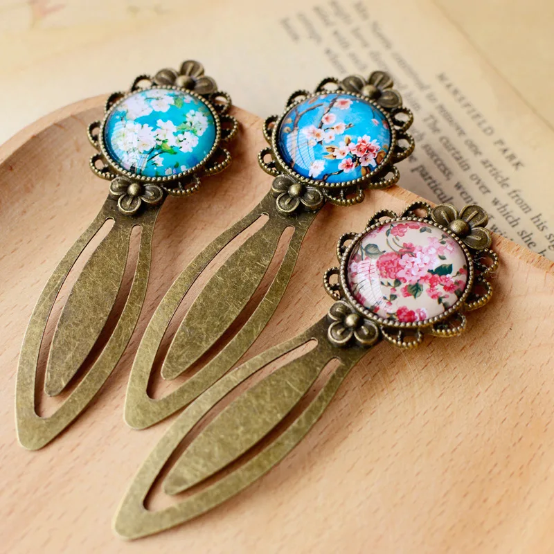 1 Pcs Vintage Metal floral Bookmark Three color metal alloy Lace Creative Book Mark For Teacher Gift School Stationery