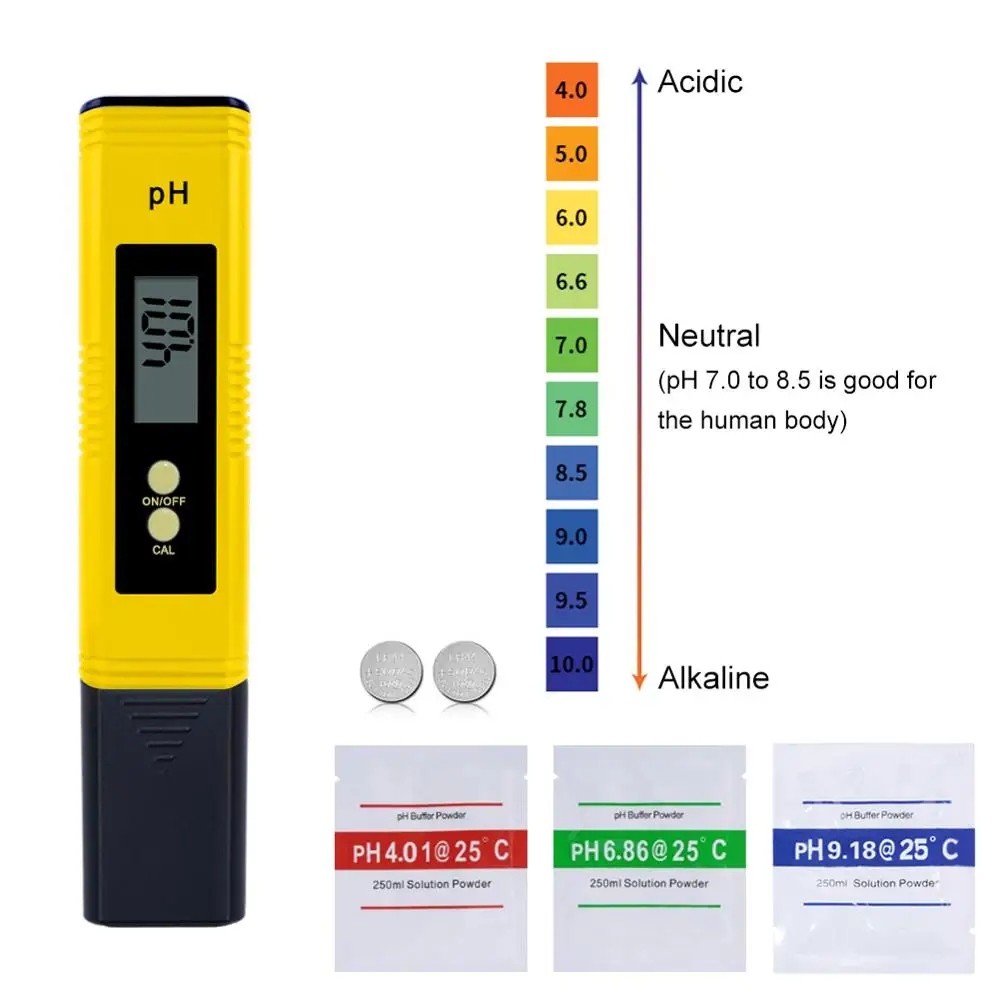 Protable LCD Digital PH Meter for brewing Aquarium Pool Water Wine Urine tds meter self calibrating  10pcs