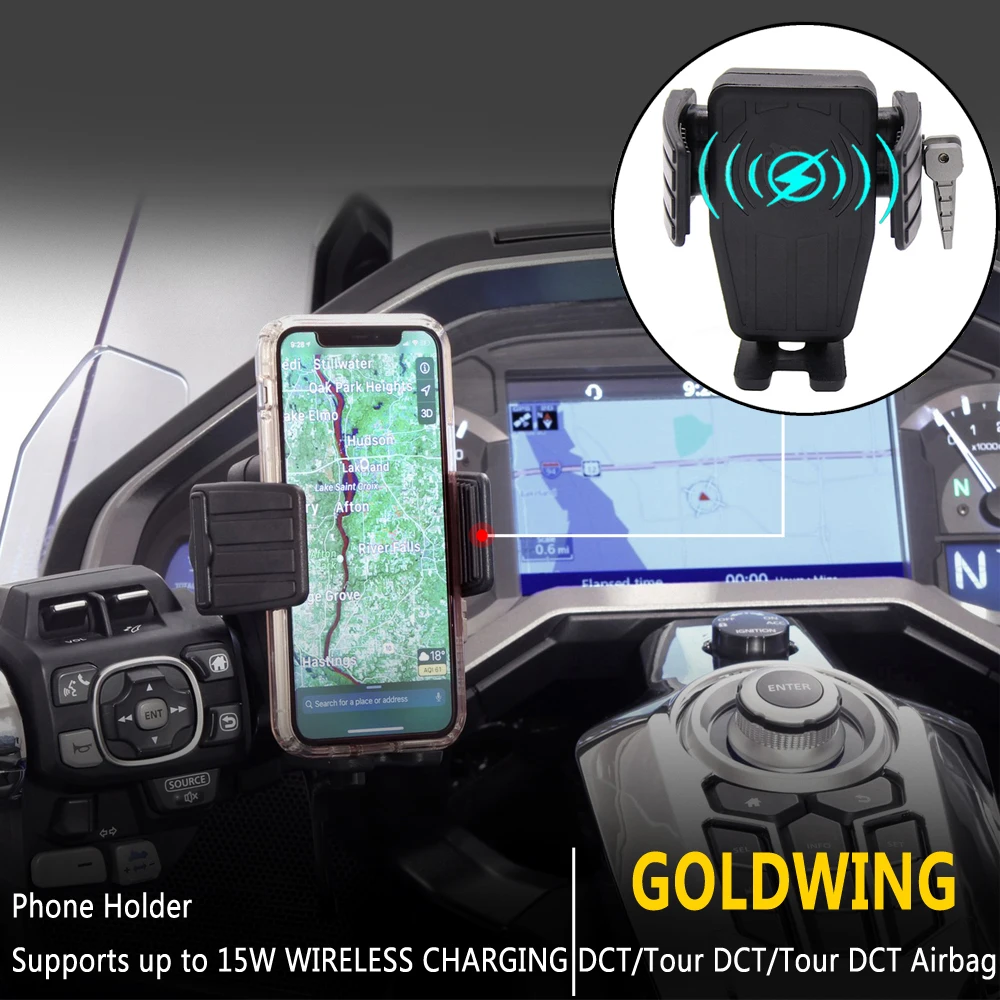 

Держатель для телефона Gold Wing для мотоцикла и GPS, держатель для навигатора с беспроводной зарядкой для HONDA GoldWing GL 1800 F6B GL1800 DCT 2018 - 2021