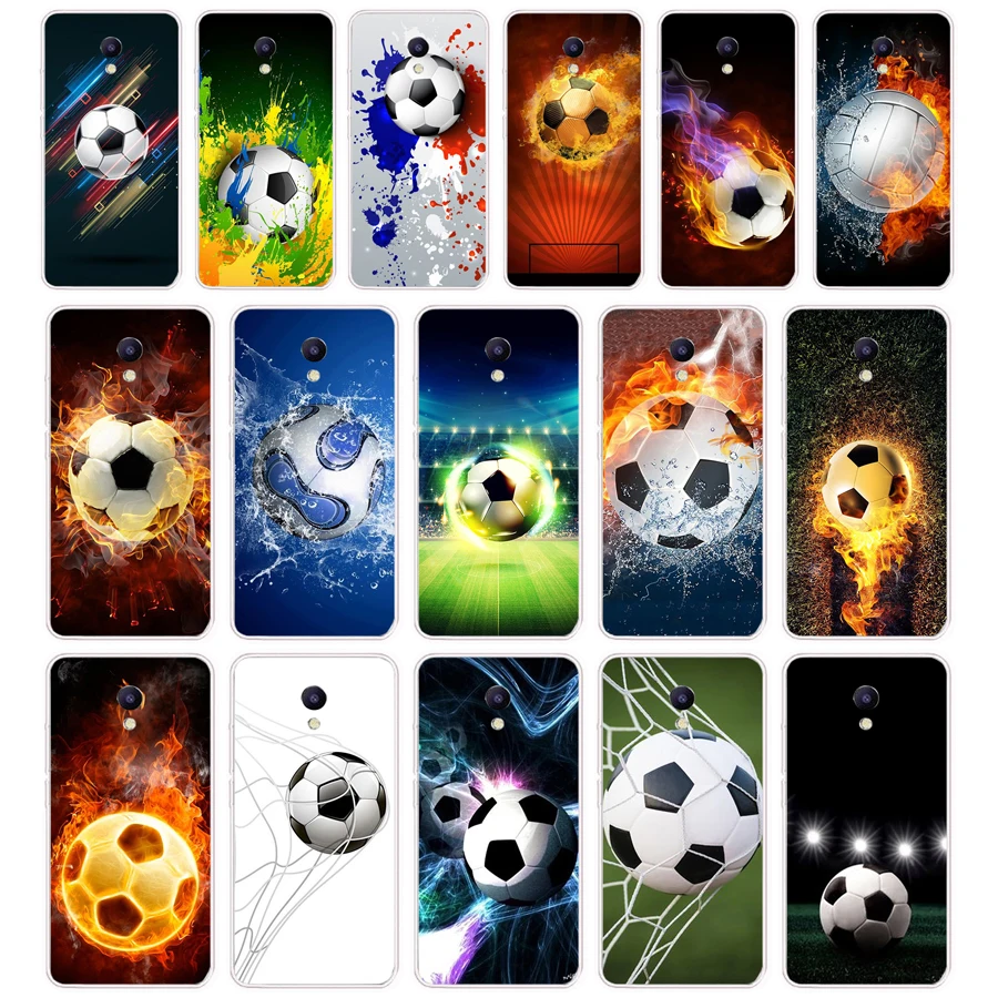 147SD   Fire Football Soccer Ball Soft Silicone Tpu Cover phone Case for Meizu M5 M5S M5C M6 M6S M6T Note Pro 7 Plus