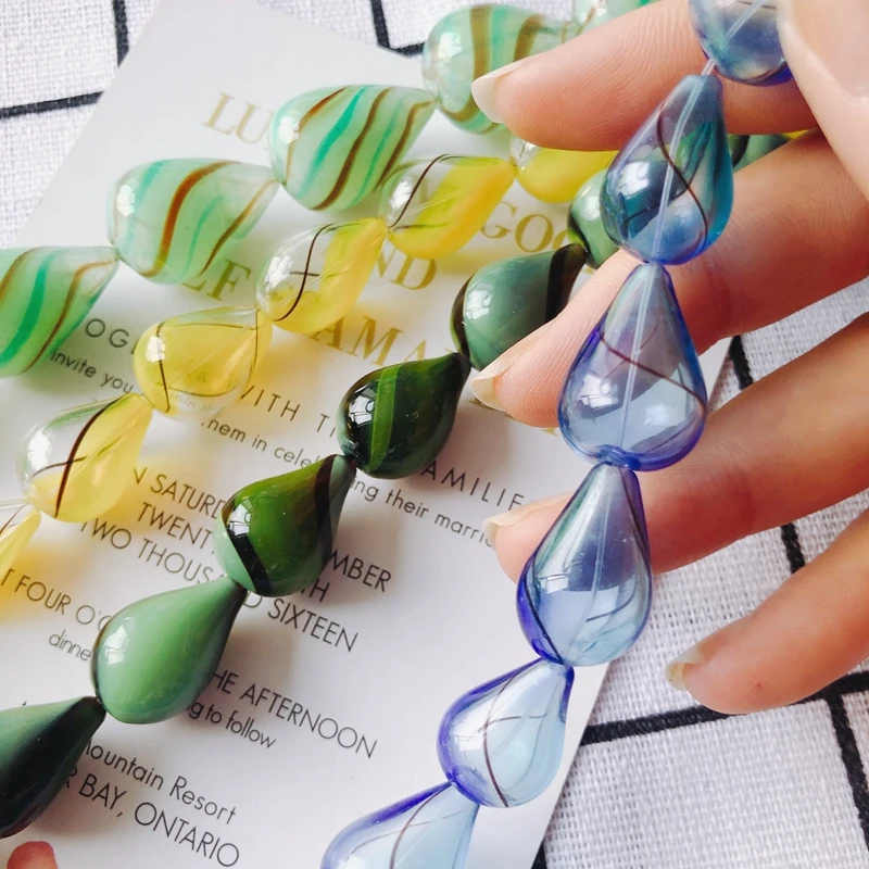 DIY jewelry accessories various patterns drop-shaped blown glass beads jewelry accessories materials