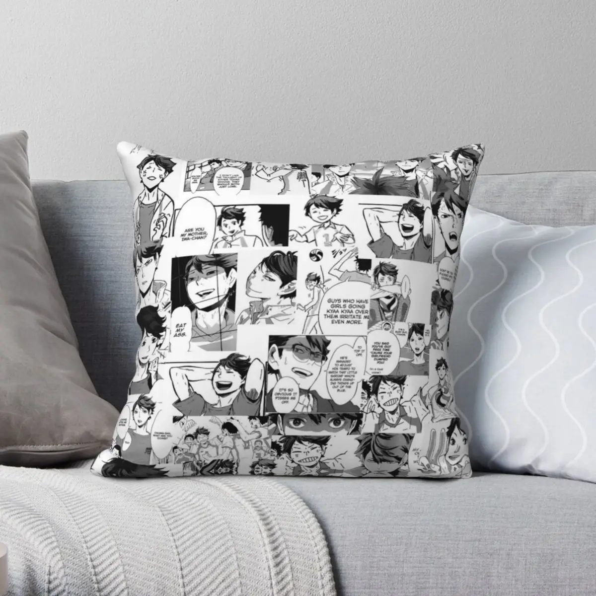 Oikawa Tooru Collage Haikyuu Square Pillowcase Polyester Linen Velvet Zip Decor Throw Pillow Case Bed Cushion Cover