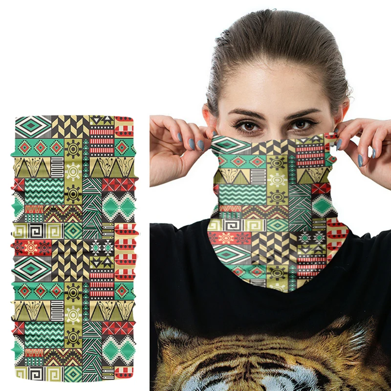 New Bohemian Style Bandana Female Retro Outdoor Cycling Hiking Headscarf Face Neck Gaiter Scarf Dustproof Multifunctional Buffe