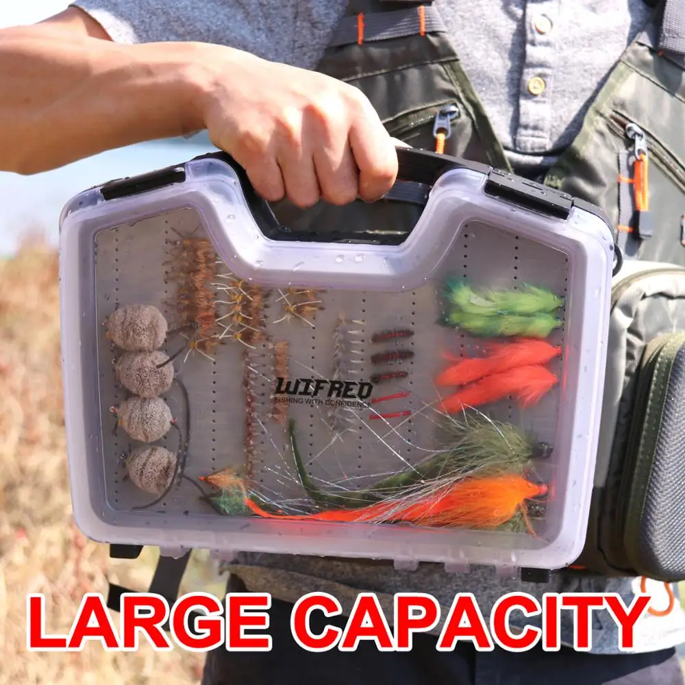 Wifreo Fishing Fly Box Waterproof Pocket Travel Display Boat Saltwater Fishing Large Size Fly Case
