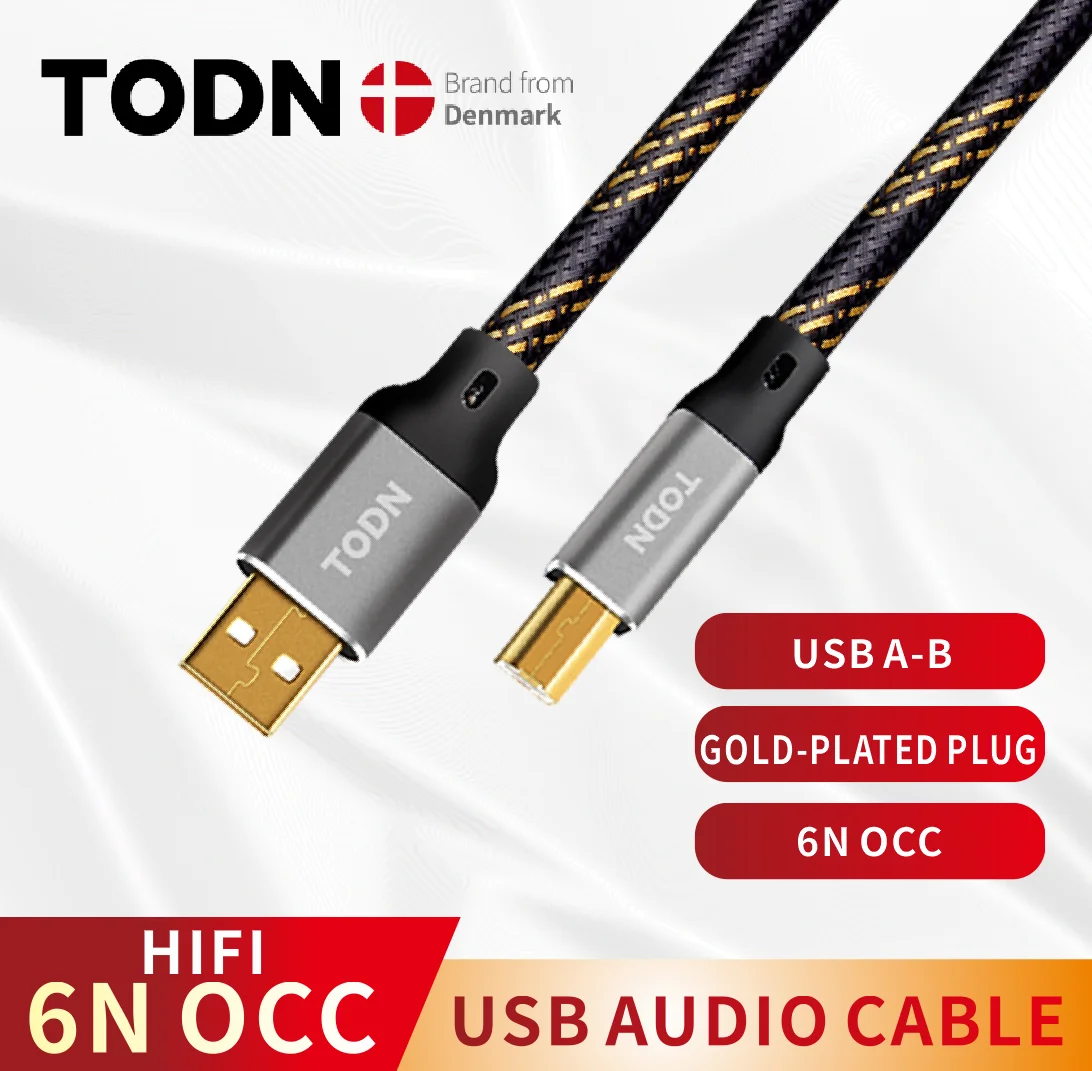 TODN Hifi Kabel USB Wysokiej jakości cyfrowy kabel 6N OCC typu A do typu B Hifi do transmisji danych dla DAC