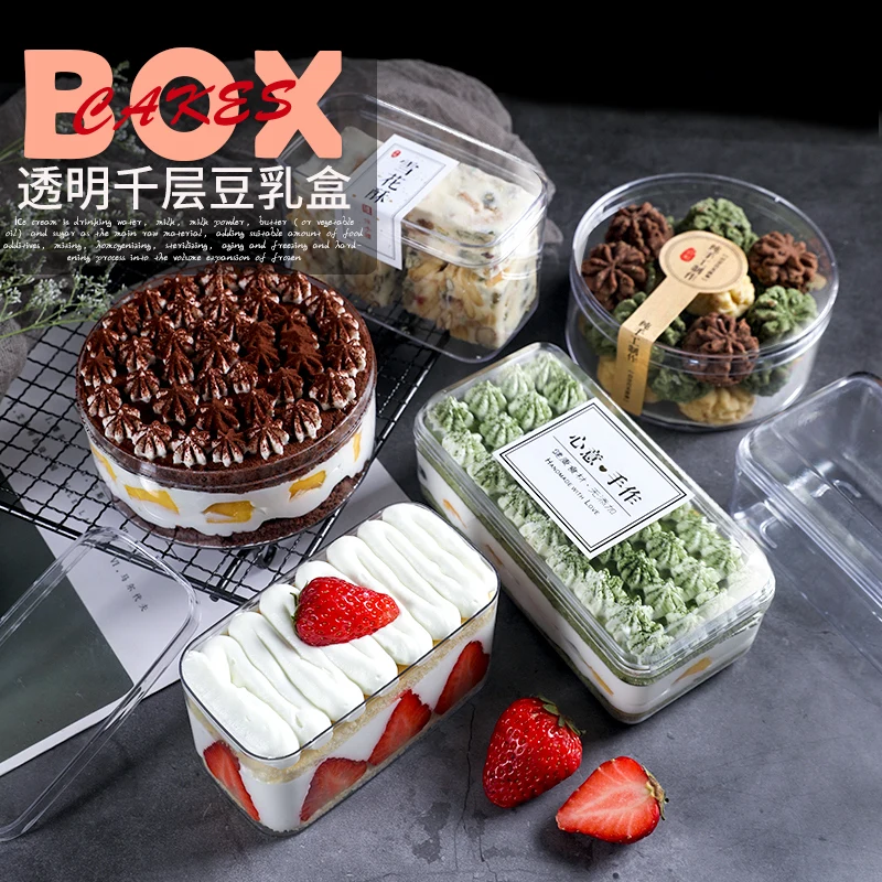 

10pcs High Quality Melaleuca Cake Mousse Box Disposable Sawdust Cup DIY Baking Dessert Pudding Round Transparent Packaging Boxes