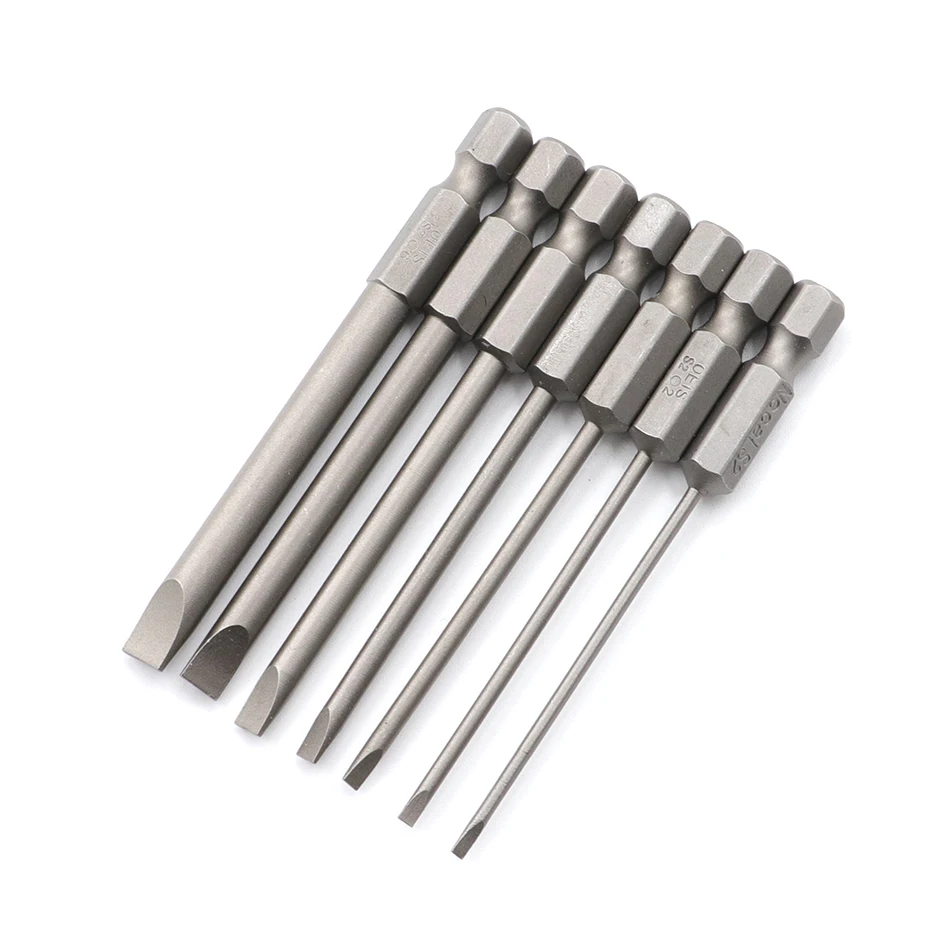 

7pcs S2 alloy steel flat-blade screwdriver bit 1.6mm-6.0mm multi-function electric screwdriver bit, manual screwdriver bit 75mm