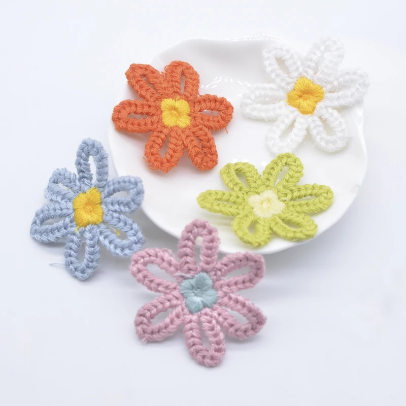 12Pcs Soft Wool Flower Applique for DIY Clothes Hat Shoes Crafts Sewing Supplies Patches Headwear Hair Clips Decor Accessories