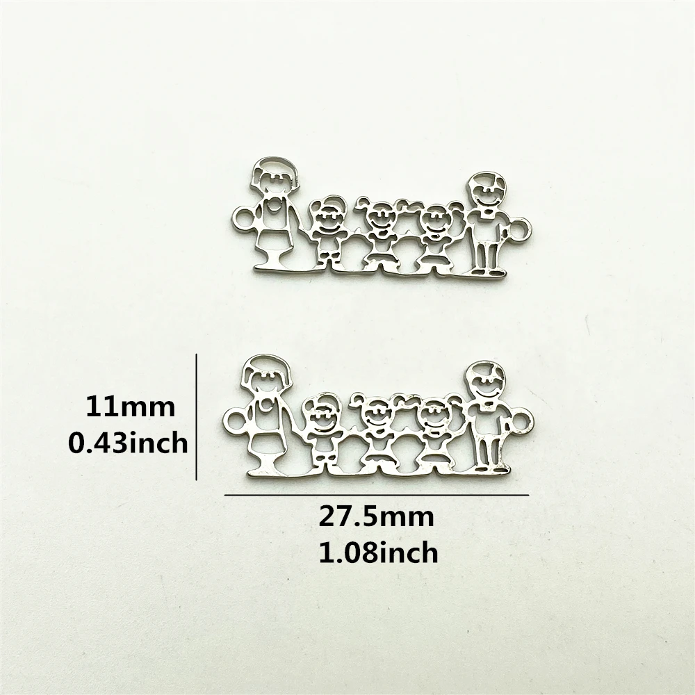 10pcs/lot Stainless Steel Angel Bless with Family Love Charms Fit Bracelet Connectors Charm Jewelry Handmade Diy Jewelry Make