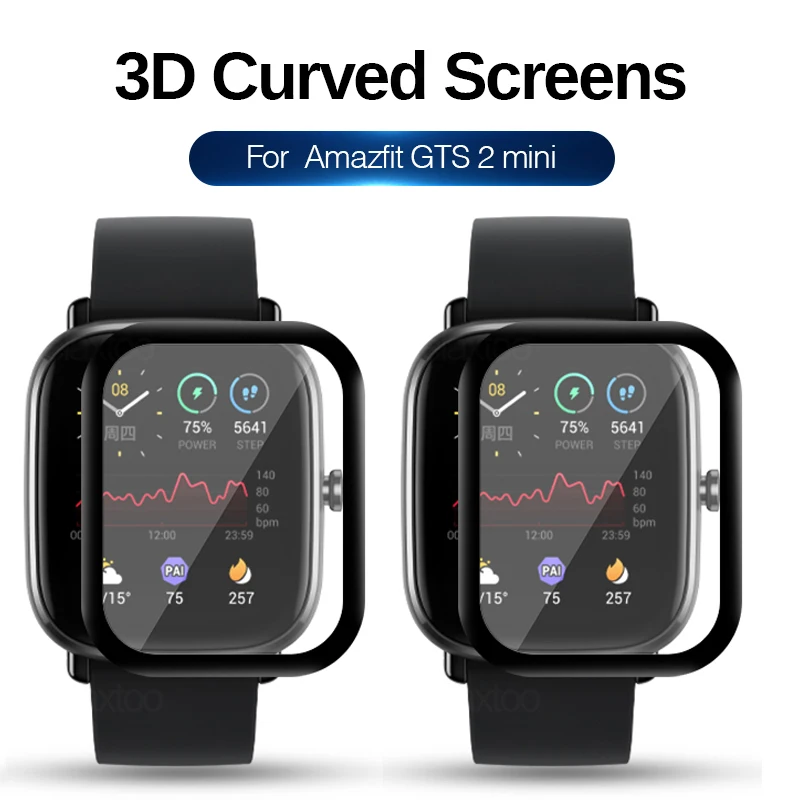 ثلاثية الأبعاد لينة الألياف الزجاجية فيلم واقية غطاء ل Amazfit ساعة GTS2 Mini ل شاومي حامي الشاشة الكاملة ل Amazfit GTS 2 Mini