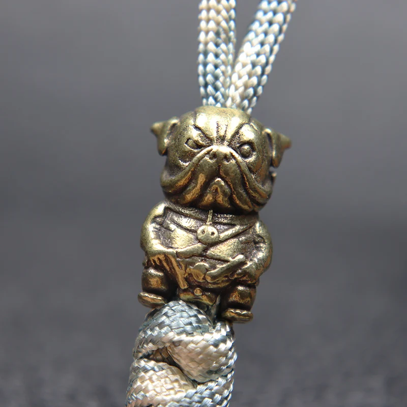 EDC DIY French Bulldog Dog Police Knife Beads Pendant Jewelry Vintage Brass Puppy Paracord Accessories Backpack Lanyard Decors