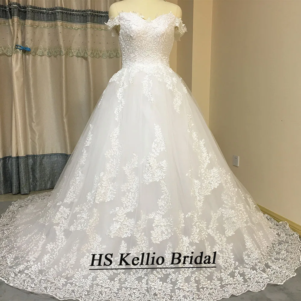 Vestido de novia personalizado, muestra Real, Apliques de encaje, vestido de baile, vestidos de novia con cola de 1 M, vestido de novia de cola real