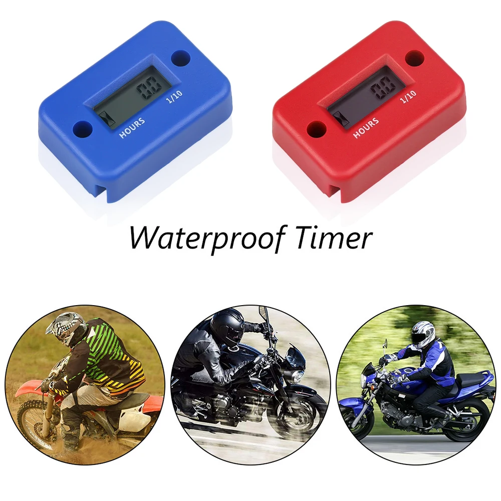 Portable Digital Hour Meter Gauge Gasoline Engine ATV Motorcycle Generator Inductive Instrument Black Red Blue Color THM-D