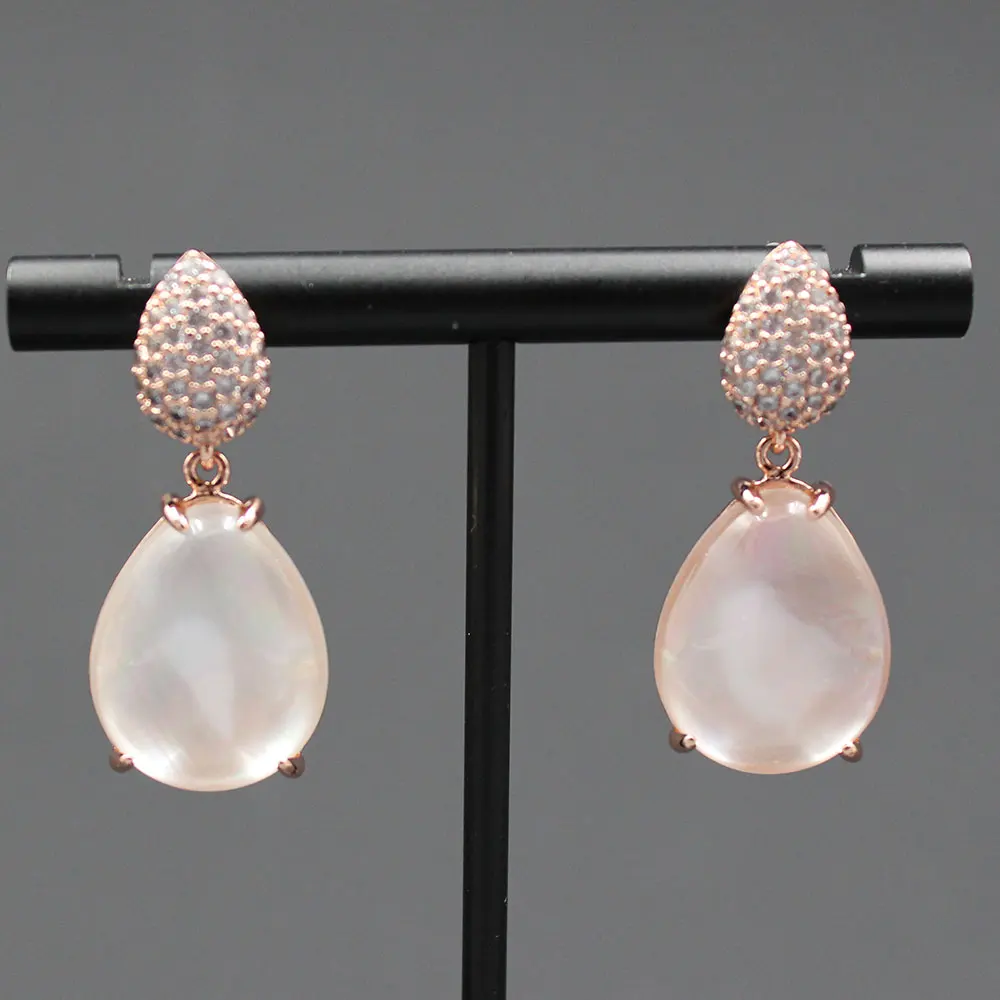 G-G Natural Pink Glass Earrings Jewelry Gifts