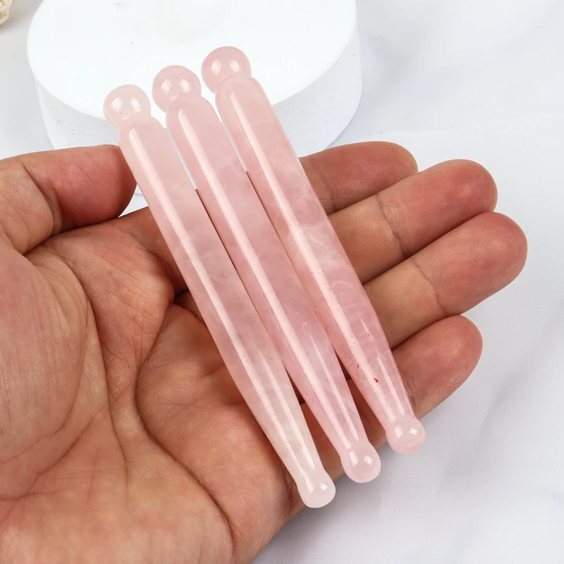 Eye Massage Wand Natural Rose Quartz Stone Acupuncture Pen Face Gua Sha Tool Skin Lifting Care Massager Health Beauty Product