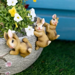 3Pcs Garden creative animal pots hanging rabbit decoration courtyard balcony layout flower pots fish tank bunny pendant ornament