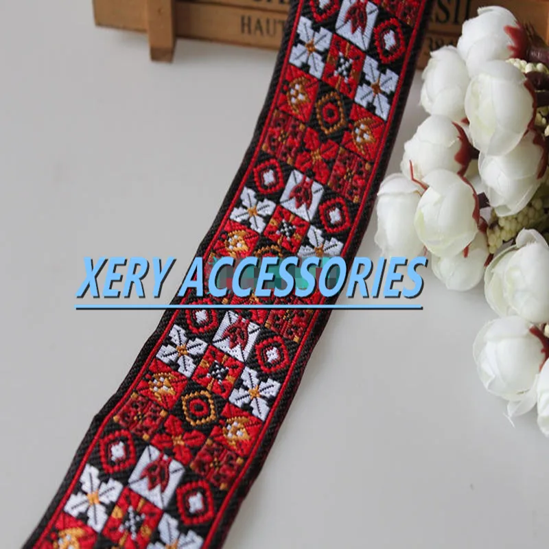 

5cm national style geometric pattern jacquard webbing,heat cut edge crocheted,XERY191011B