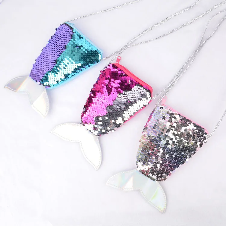 New Patchwork Tail Sequined Little Wallet Messenger Coin Bag Sling Bag Card Bag Wallet Children's Gift Bag Carteras