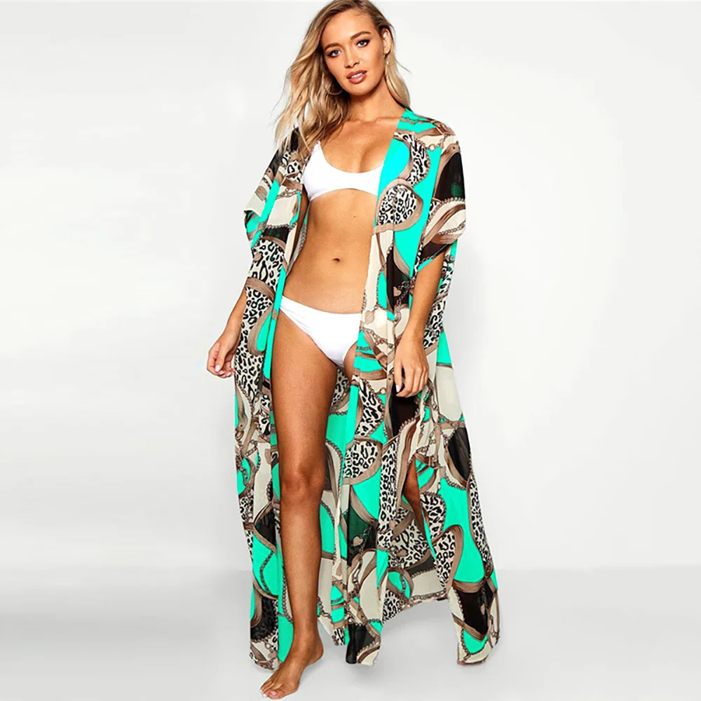 2023พิมพ์ Sarong Beach ปกคลุม Saida De Praia Beachwear Bath Outlet บิกินี่ Pareo ผู้หญิงชุดว่ายน้ำ Kimono Cardigan