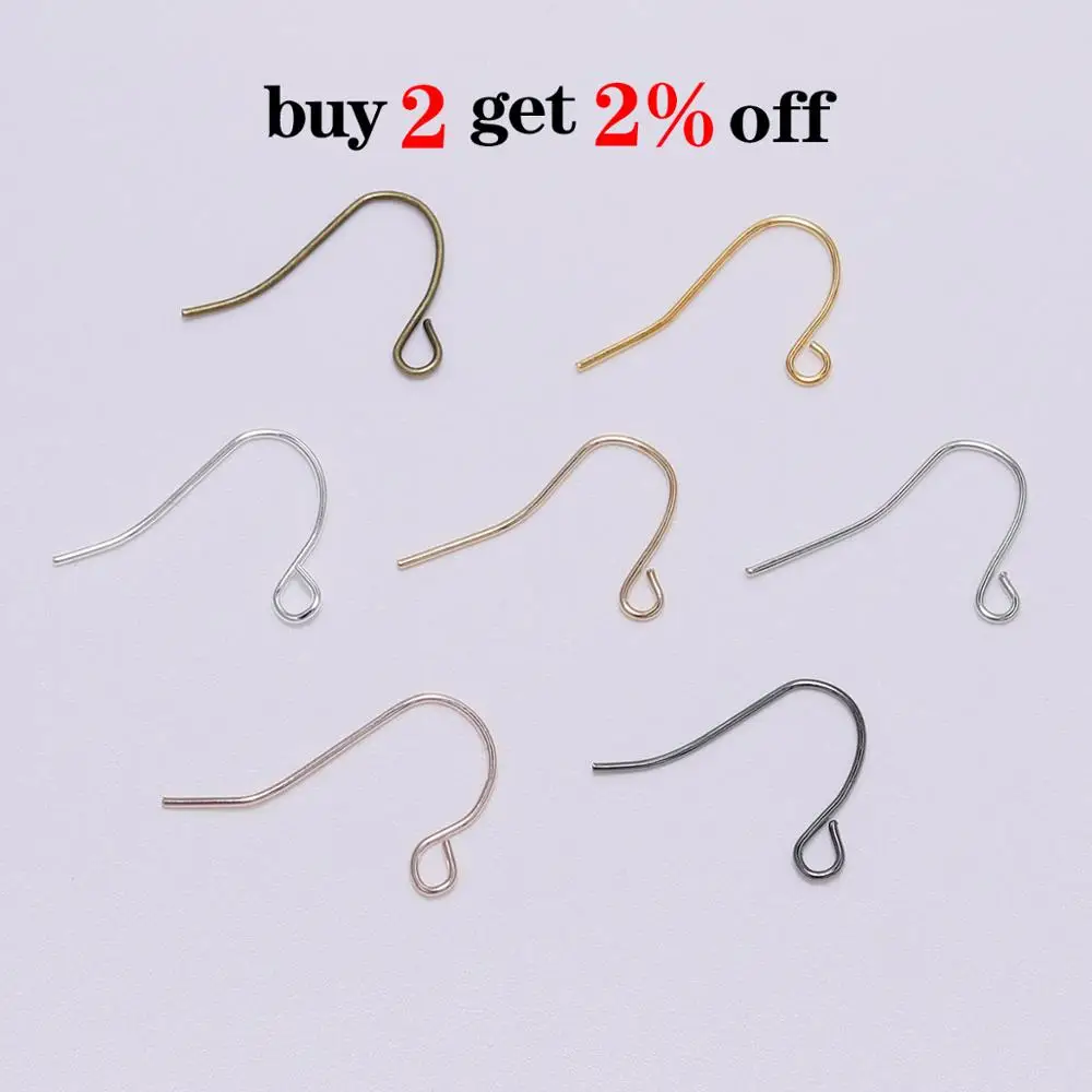100pcs/lot 21*12mm  Gold Bronze Earring Hooks Findings Ear Hook Earrings Clasps For Jewelry Making DIY Earwire Supplies