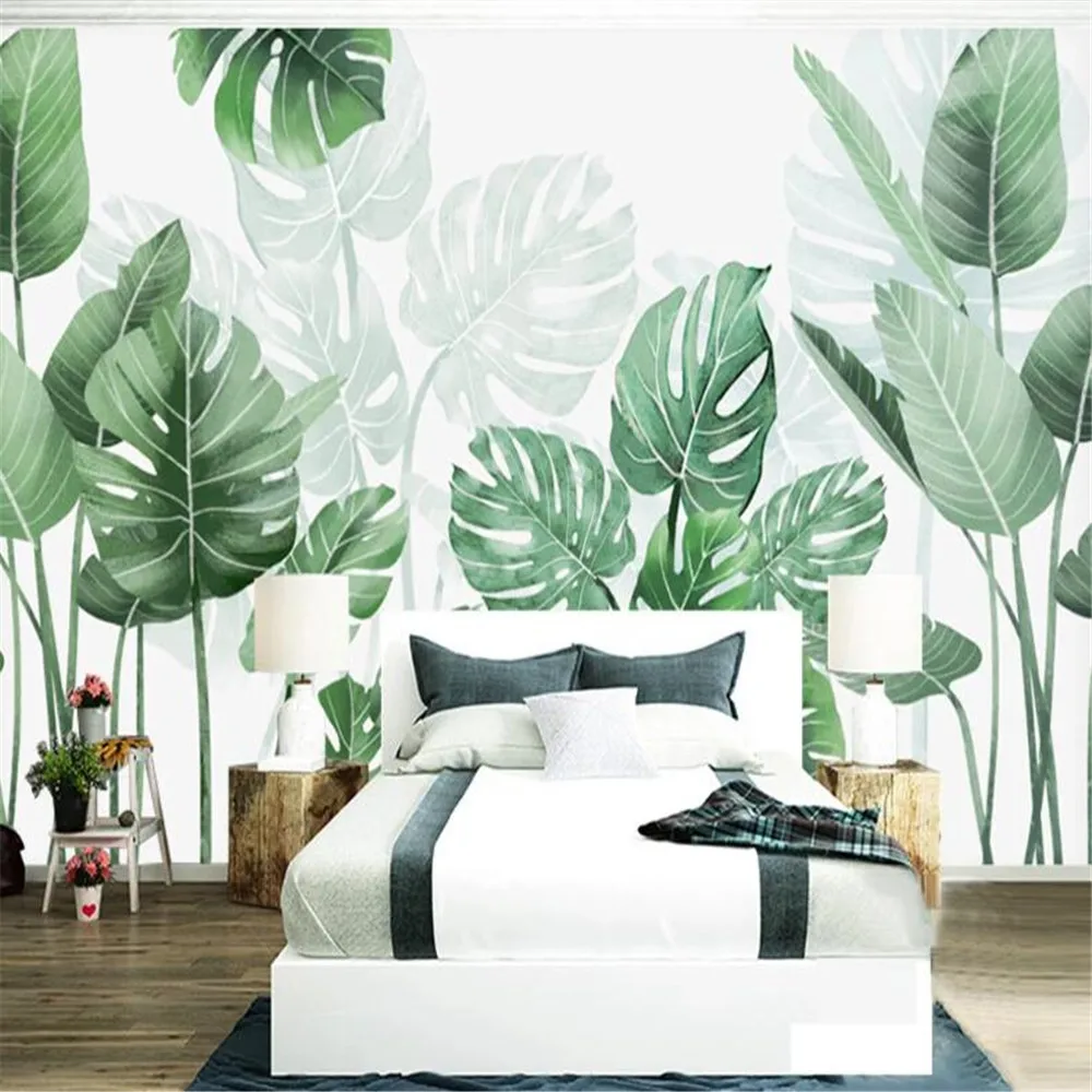 Milofi custom 3D mural wallpaper modern minimalist small fresh watercolor plants home decoration background wall paper