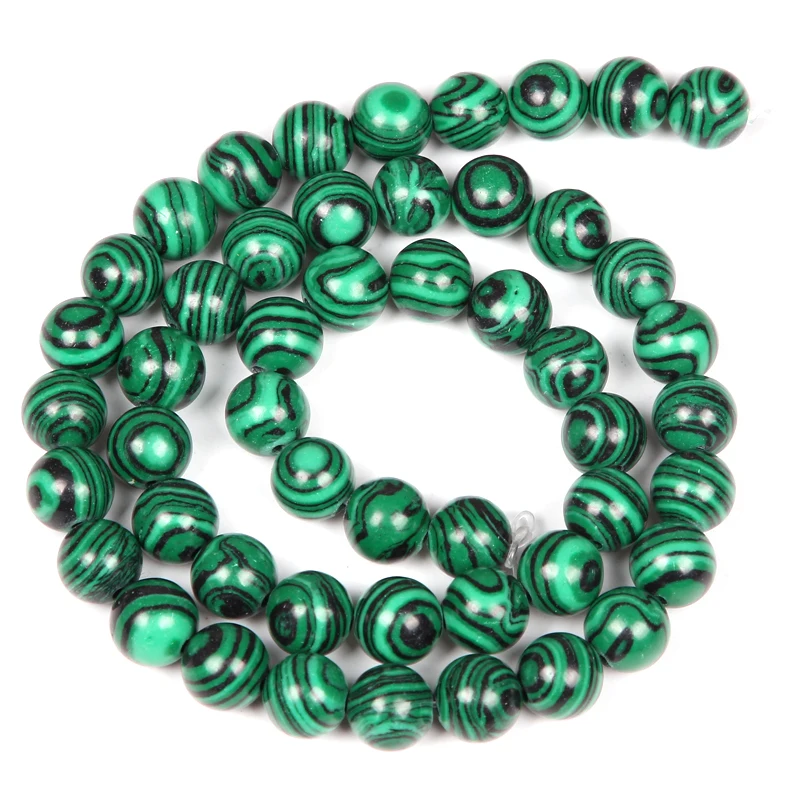 Natural Stone Beads Green Malachite Charm Round Loose Beads For Jewelry Making Needlework Bracelet Diy Strand 4/6/8/10/12MM