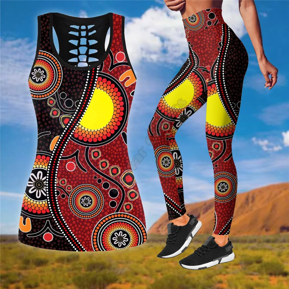 Aboriginal apparels the sun and lizards combo legging tanktop Suit Yoga Fitness Soft Legging Summer Women For Girl