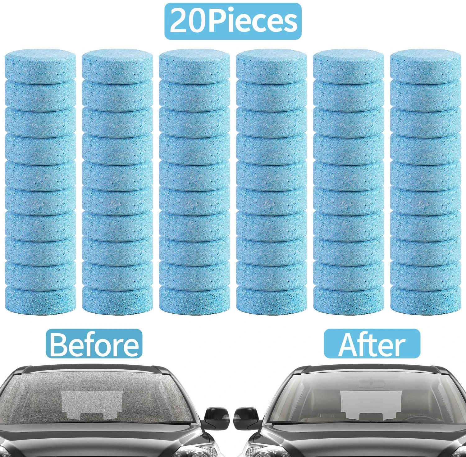 20pcs/pack(20pcs=80L Water)car Windshield Wiper Glass Washer Auto Solid Window Cleaner Effervescent Tablets Car Accessories