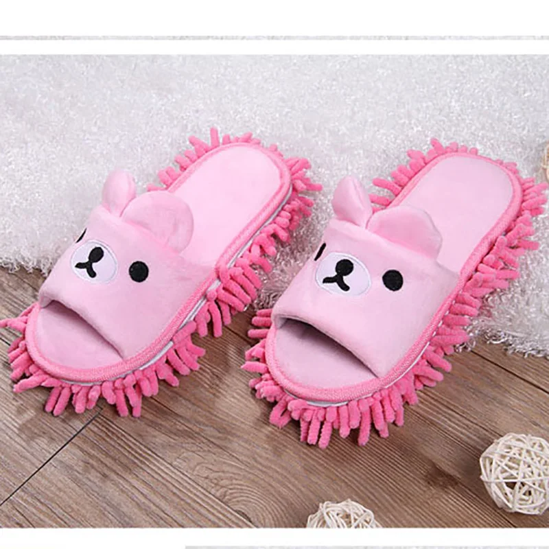 

bear Household Goods Thickened Rriped Double-layer Removable Washable Chenille Lazy Floor Household Floor Slippers Mop For Wash