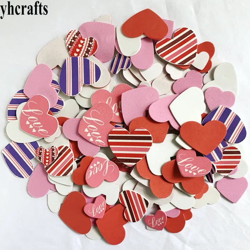 150PCS/LOT,Printed love hearts foam stickers Valentine's day crafts Wedding decoratrion Early learning educational toys