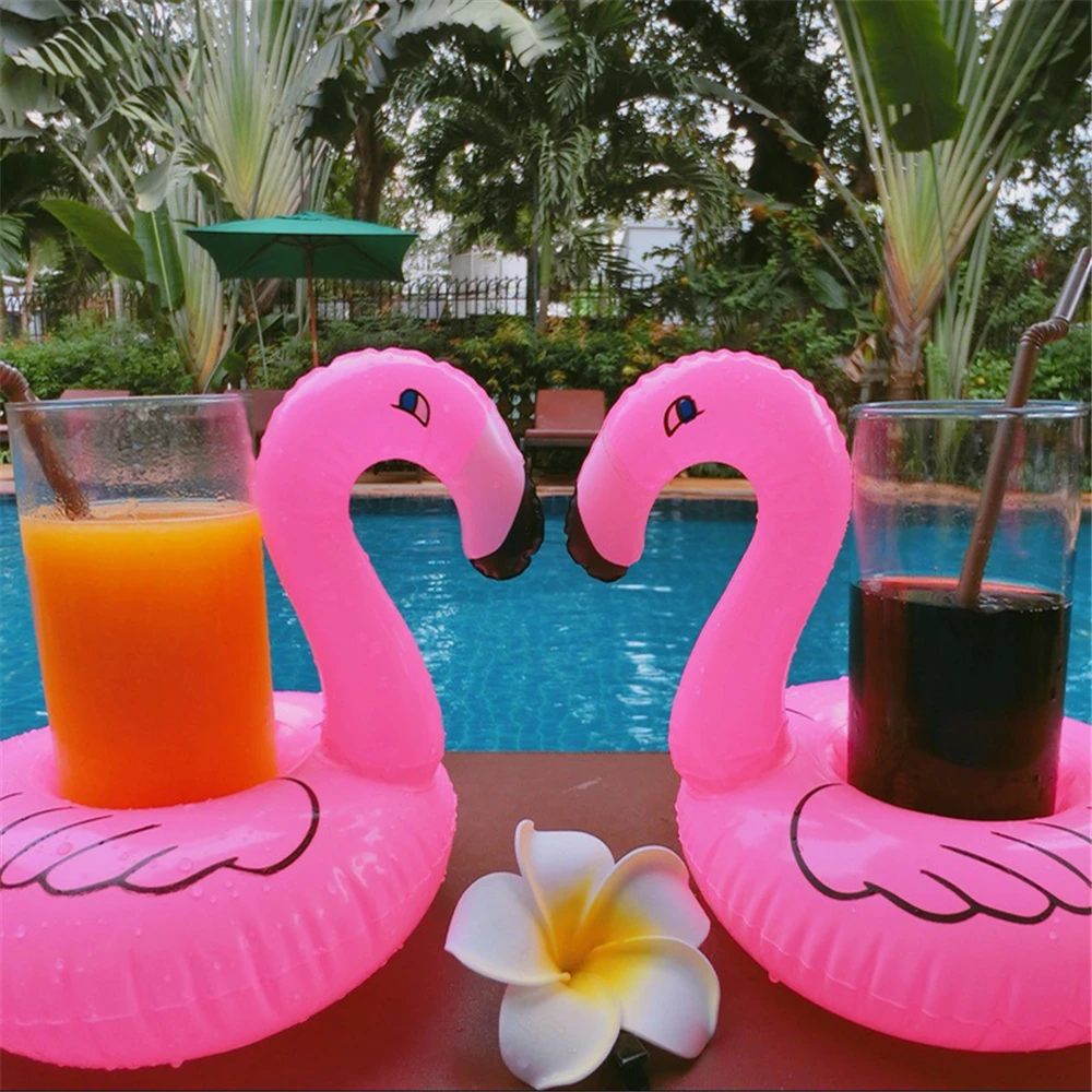 Inflatable Floating Cup Holder Flamingo Unicorn Beer Drink Bar Coaster Swimming Pool Float Bathing Pool Toy Party Decoration